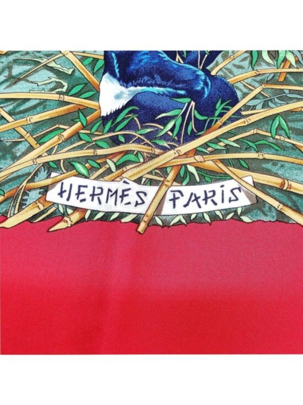 Authentic Hermès Sichuan Silk Scarf 90 Red Animal Print Carré Luxury Designer - Picture 9 of 10